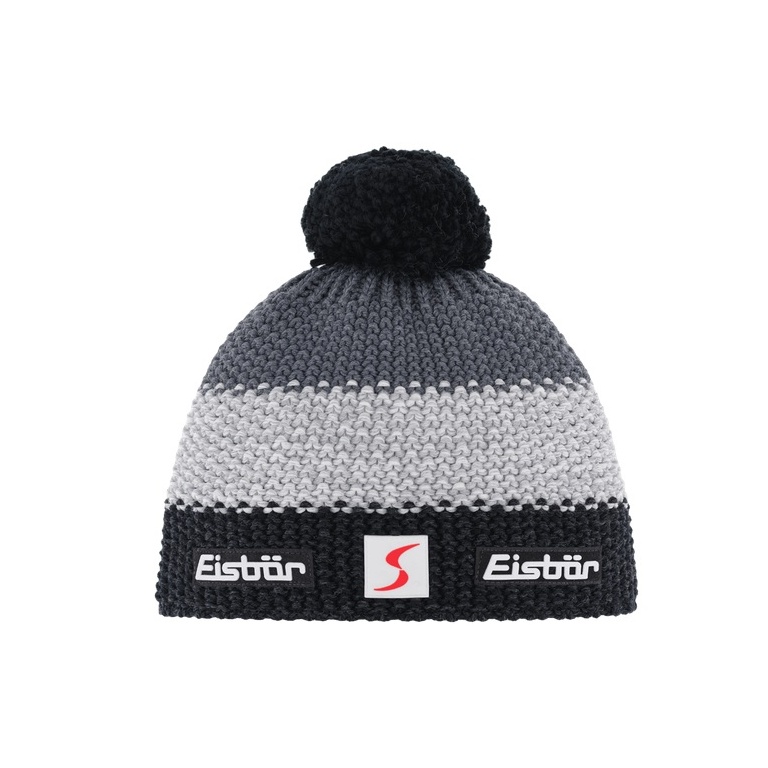 Czapka zimowa Eisbär Star SP z pomponem szaro/czarna dziecięca